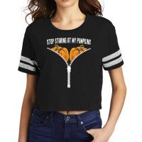 Funny Halloween Stop Staring At My Pumpkins Happy Halloween Scorecard Crop Tee | Artistshot