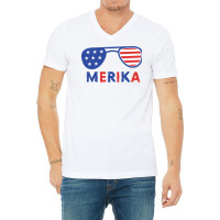 Merika 4th Of July Patriotic American Flag Nature Tumblr V-neck Tee | Artistshot