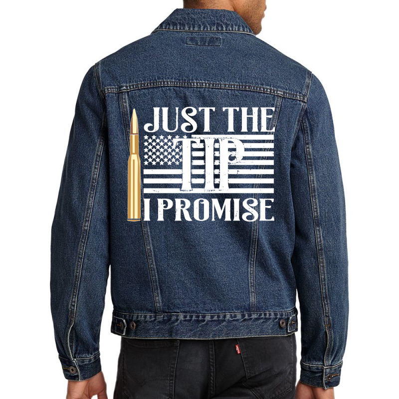 Printed Kicks Just The Tip I Promise Usa Flag 5 56 Bullet Sweatshirt Men Denim Jacket | Artistshot