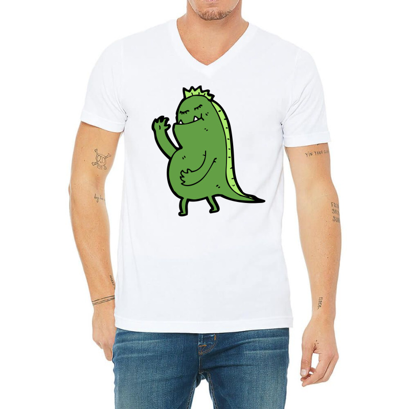 Ms Green Toothy Dinosaur Monster V-neck Tee | Artistshot