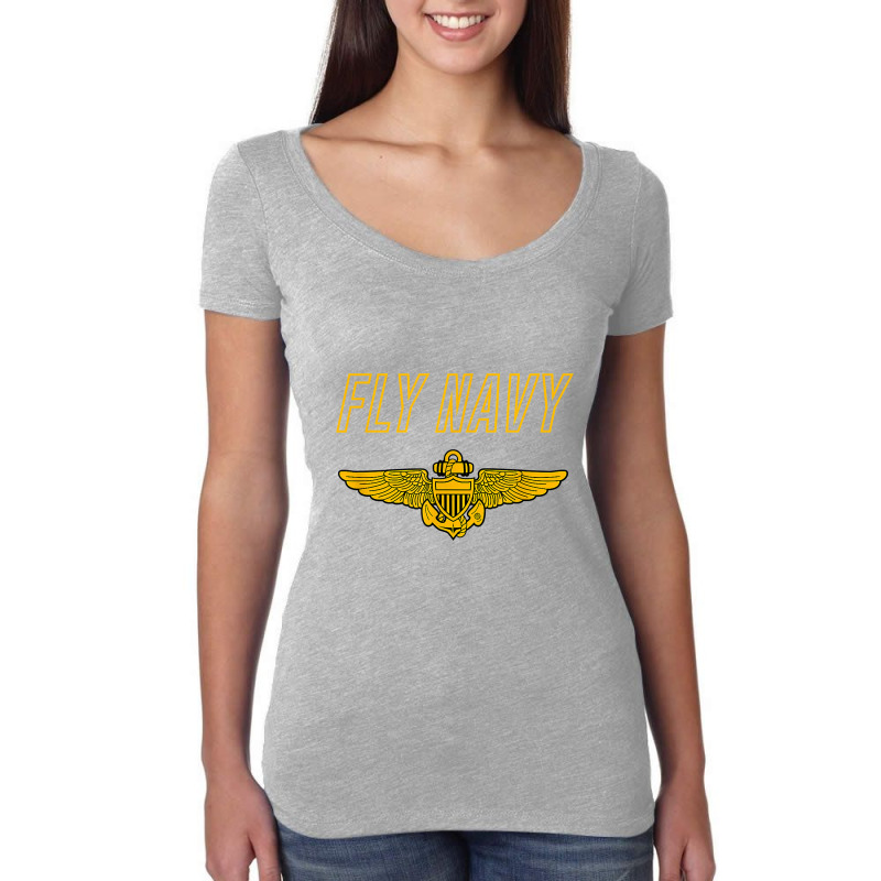 Fly Navy  Classic Naval Officer Pilot Wings Tee Women's Triblend Scoop T-shirt by HayleyArtist | Artistshot