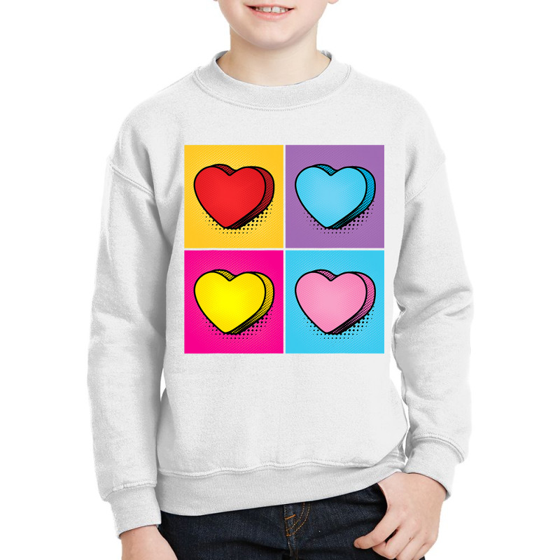 Candy Heart Pop Art Valentine S Day Graphic Youth Sweatshirt | Artistshot