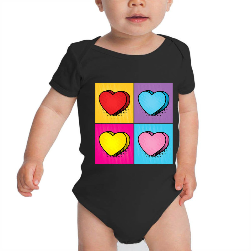 Candy Heart Pop Art Valentine S Day Graphic Baby Bodysuit | Artistshot