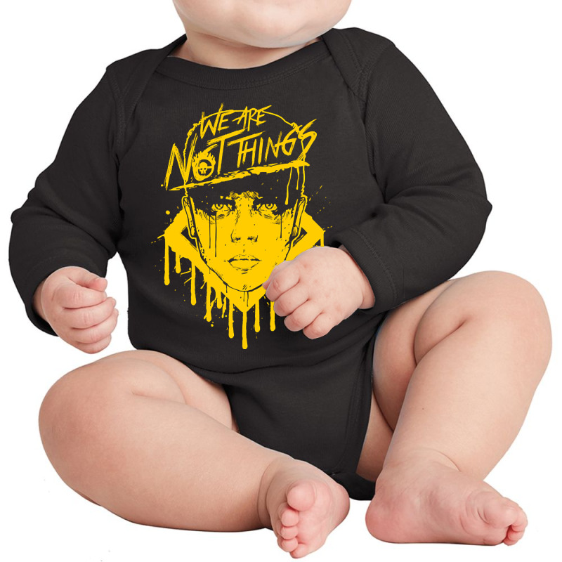 Limited Edition We Are Not Things (yellow) Long Sleeve Baby Bodysuit | Artistshot