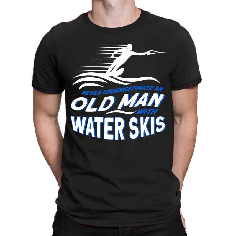 Never Underestimate An Old Man With Water Skis Waterski Premium T Shir T-Shirt by sunda | Artistshot