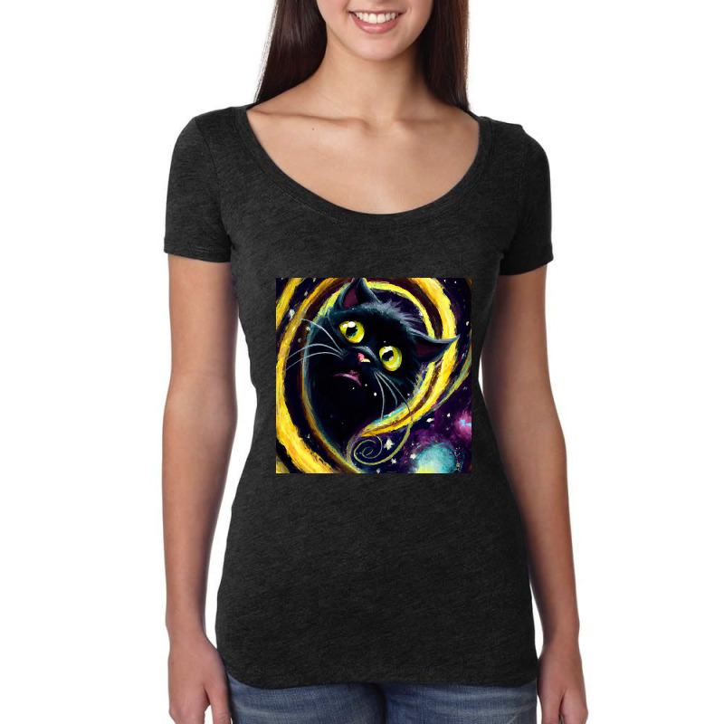 Limited Edition Time Traveling Cat Falls Through A Vortex Women's Triblend Scoop T-shirt by webberkyla | Artistshot