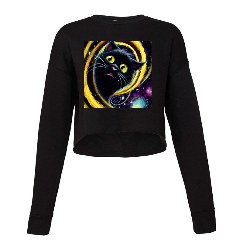 Limited Edition Time Traveling Cat Falls Through A Vortex Cropped Sweater by webberkyla | Artistshot