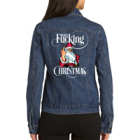 Funny Christmas Men Women Merry Fucking Christmas Sweatshirt Ladies Denim Jacket | Artistshot