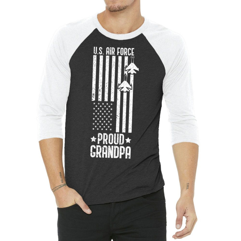 Limited Edition Us Proud Air Force Grandpa With American Flag Veteran 3/4 Sleeve Shirt | Artistshot