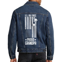 Limited Edition Us Proud Air Force Grandpa With American Flag Veteran Men Denim Jacket | Artistshot