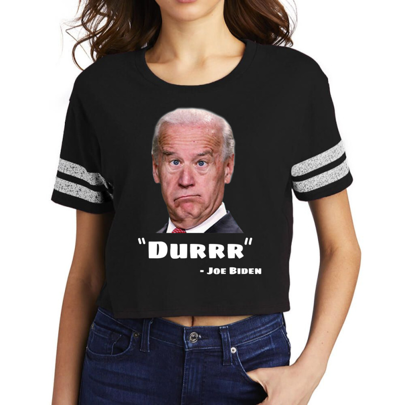 Funny Anti Biden Shirt Joe Biden Is An Idiot Dumb Joke Clown Moron Joe Scorecard Crop Tee by JARONEED | Artistshot