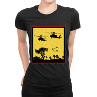 Hot Trend Vintage Army Attack Helicopter War American Flag Apache Viet Ladies Fitted T-shirt | Artistshot