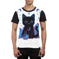 Cute Witchy Black Cat Crystal Alchemy Kawaii Pastel Goth Pullover Hood Graphic T-shirt | Artistshot