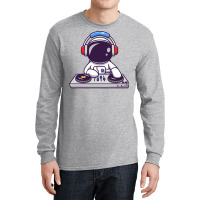 Cute Astronaut Playing Dj Electronic Music With Headphone Travel Quote Long Sleeve Shirts | Artistshot