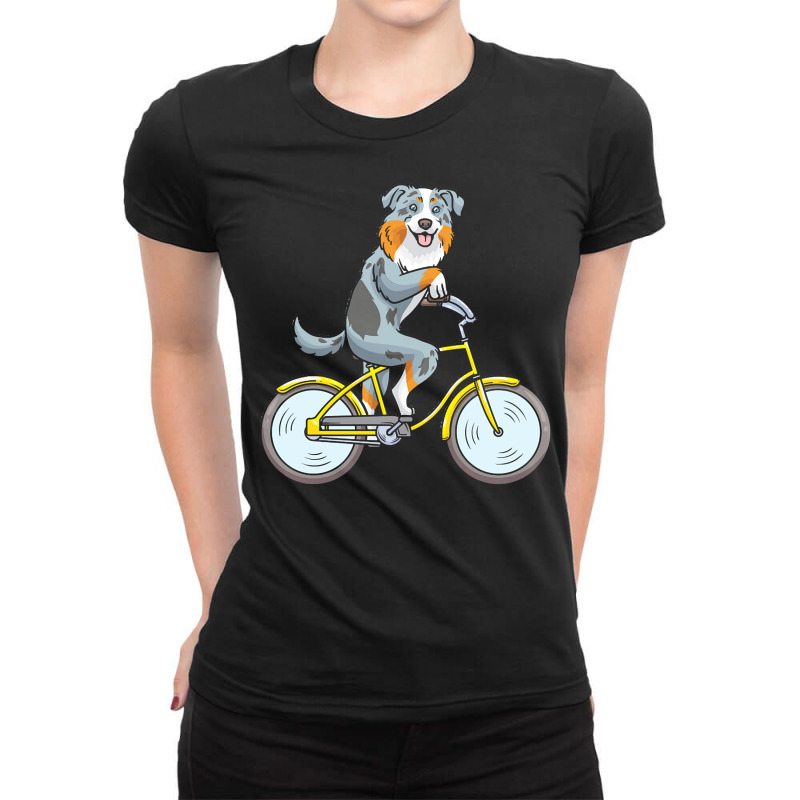 Australian Shepherd T  Shirt Australian Shepherd Dog With Bike T  Shir Ladies Fitted T-Shirt by bartolettikacey | Artistshot