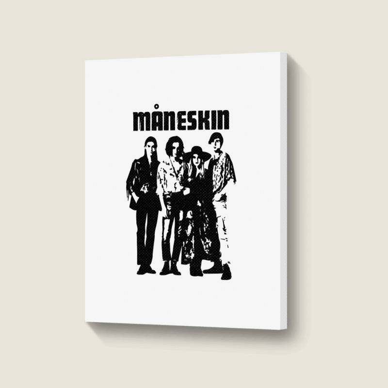 Custom Black And White Maneskin Design Maneskin Portrait Canvas Print ...