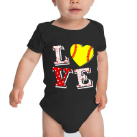 Valentine Love Softball Heart Valentine Day Women Men Gift Baby Bodysuit | Artistshot