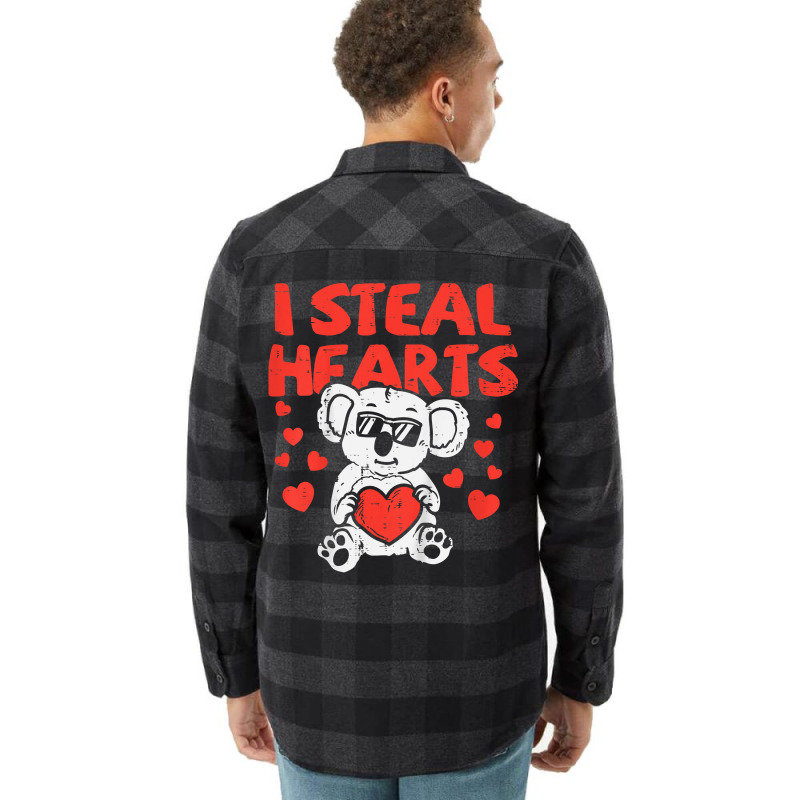 I Steal Hearts T Valentines Day Dinosaur Boys Kid (27) Flannel Shirt | Artistshot