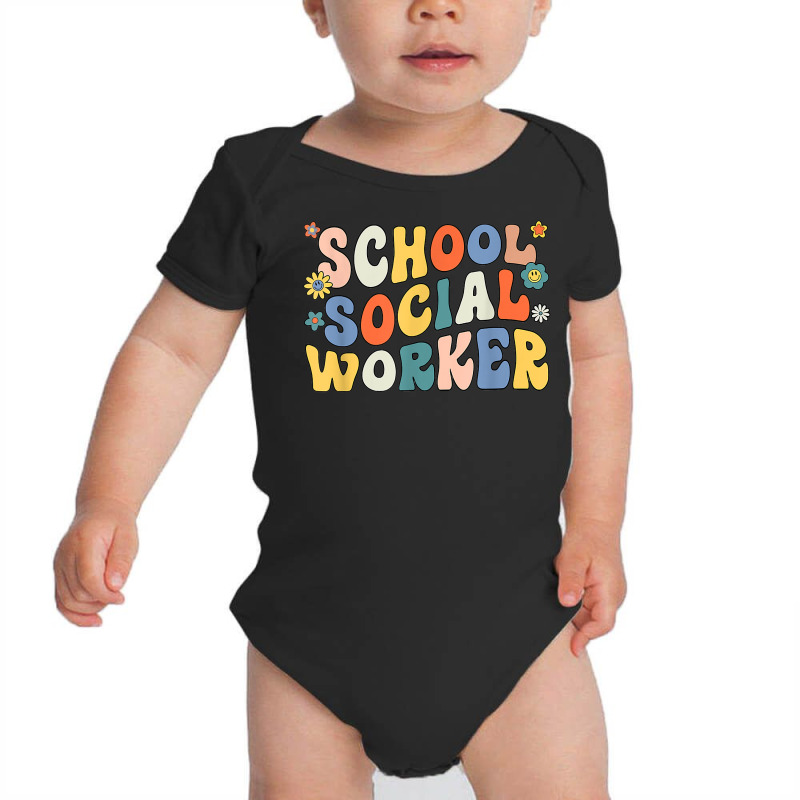 Groovy School Social Worker Coping Skills Back To School T Shirt Baby Bodysuit | Artistshot