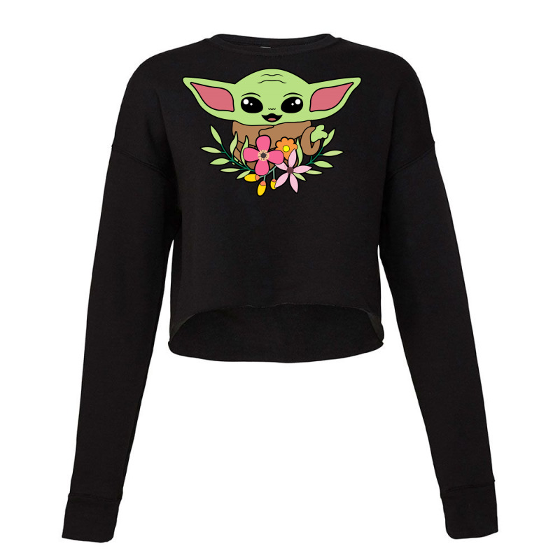 Cute Baby Yoda With Flowers Cropped Sweater | Artistshot