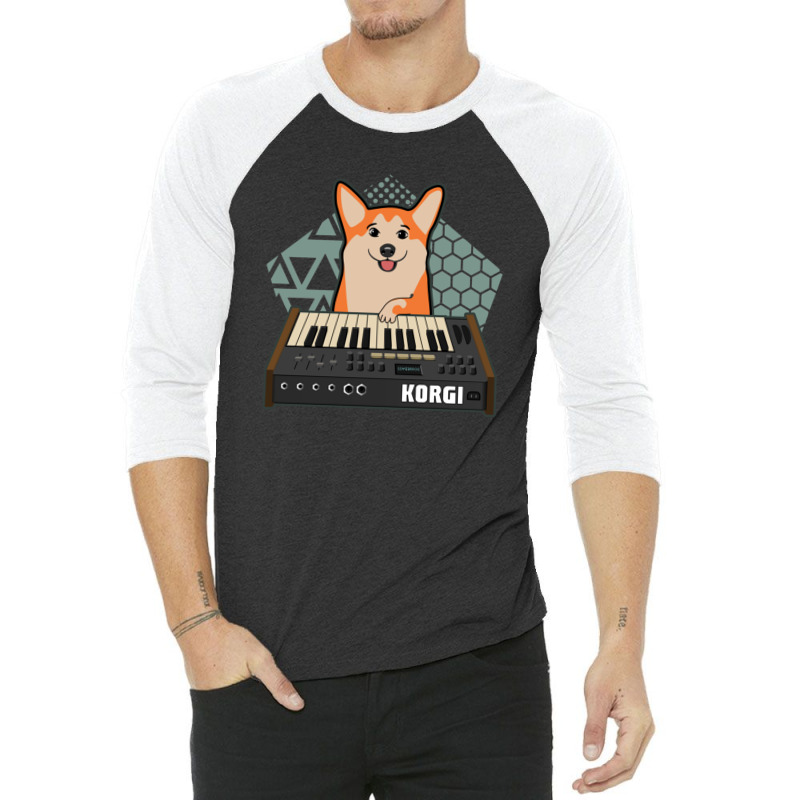 Funny Synthesizer Fan Korgi Corgi Dog Lover 3/4 Sleeve Shirt | Artistshot