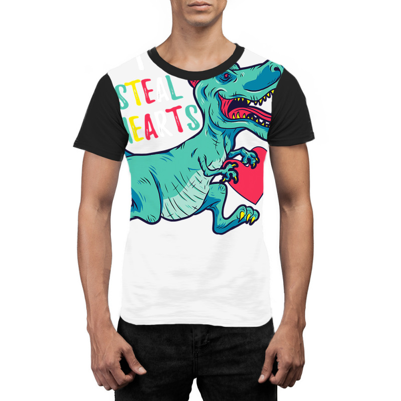 I Steal Hearts T Valentines Day Dinosaur Boys Kid (42) Graphic T-shirt | Artistshot