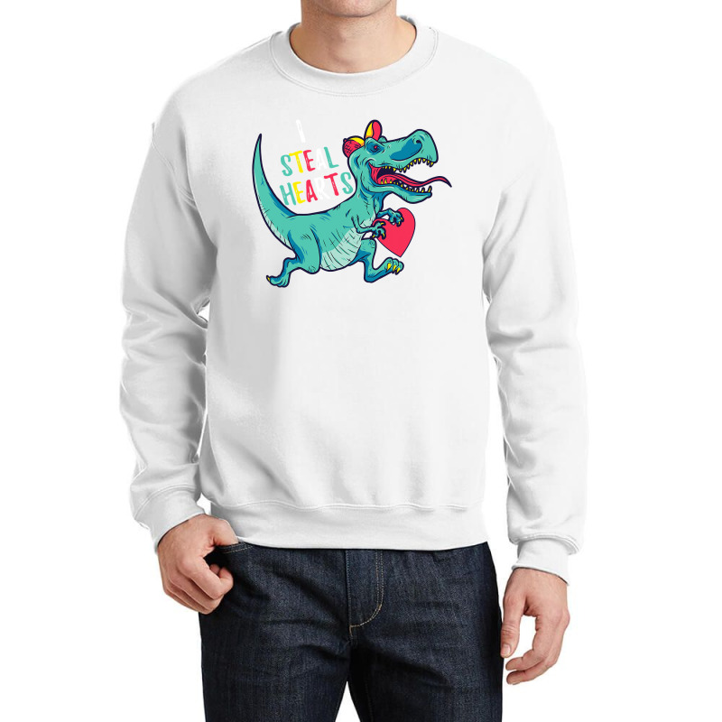 I Steal Hearts T Valentines Day Dinosaur Boys Kid (42) Crewneck Sweatshirt | Artistshot