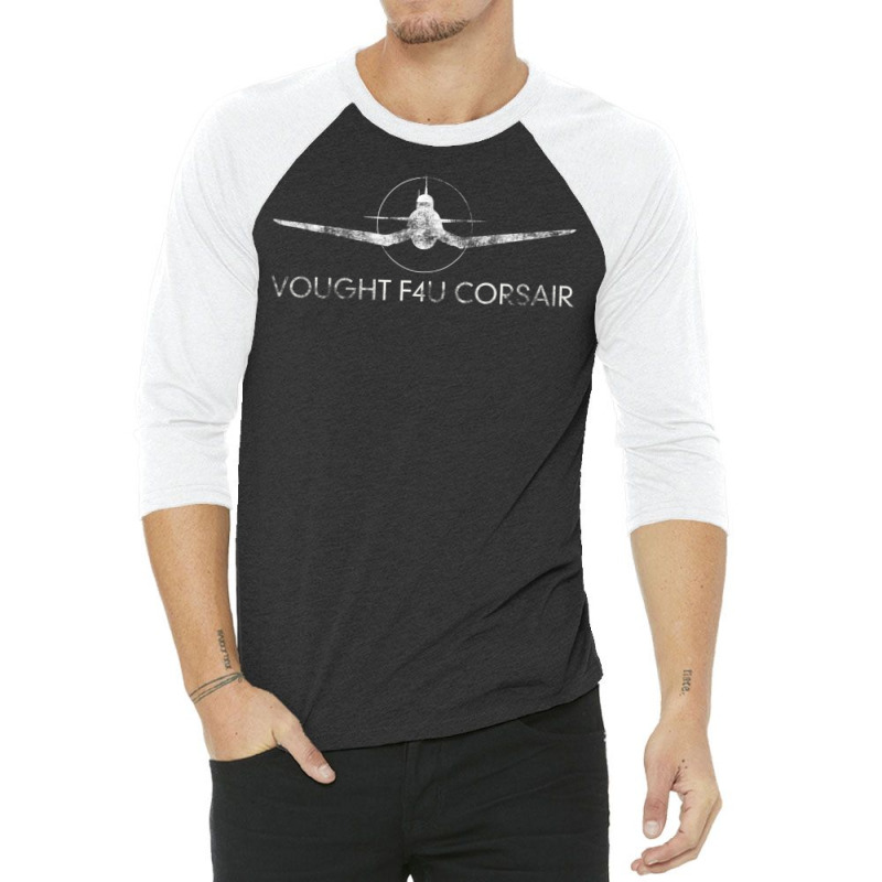 Trending Vought F4u Corsair Ww2 Plane Warplanes Silhouette 3/4 Sleeve Shirt | Artistshot