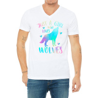 Just A Girl Who Loves Wolves Love Retro V-neck Tee | Artistshot