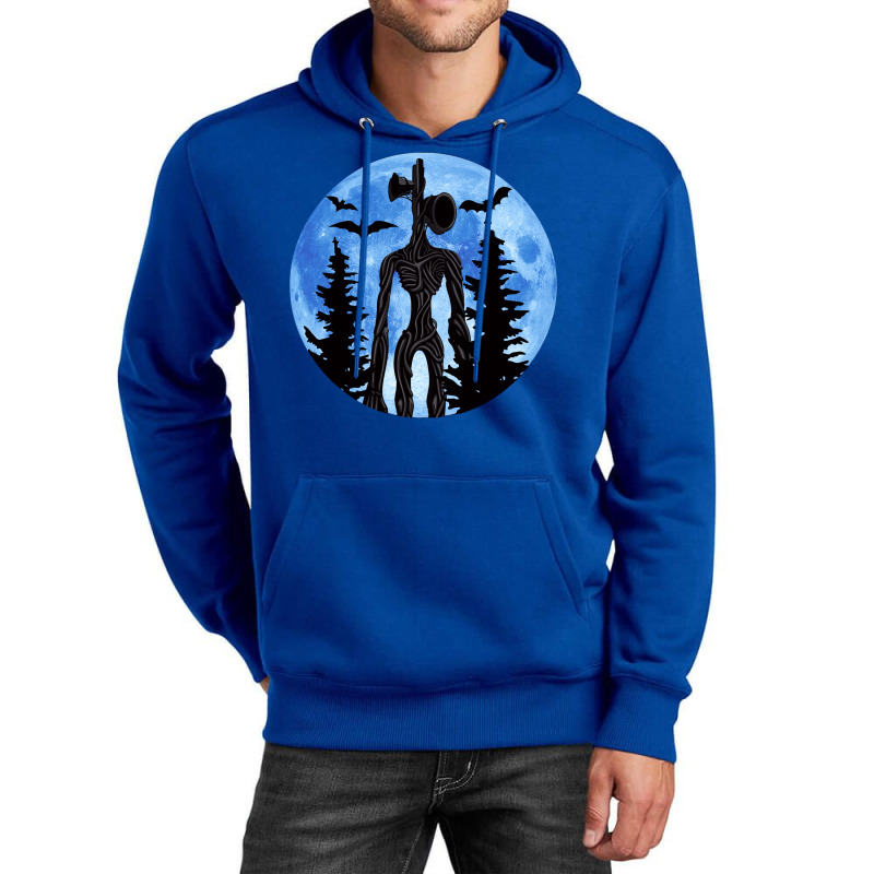 Siren Head, Bats, Trees And Blue Funny Red Unisex Hoodie | Artistshot