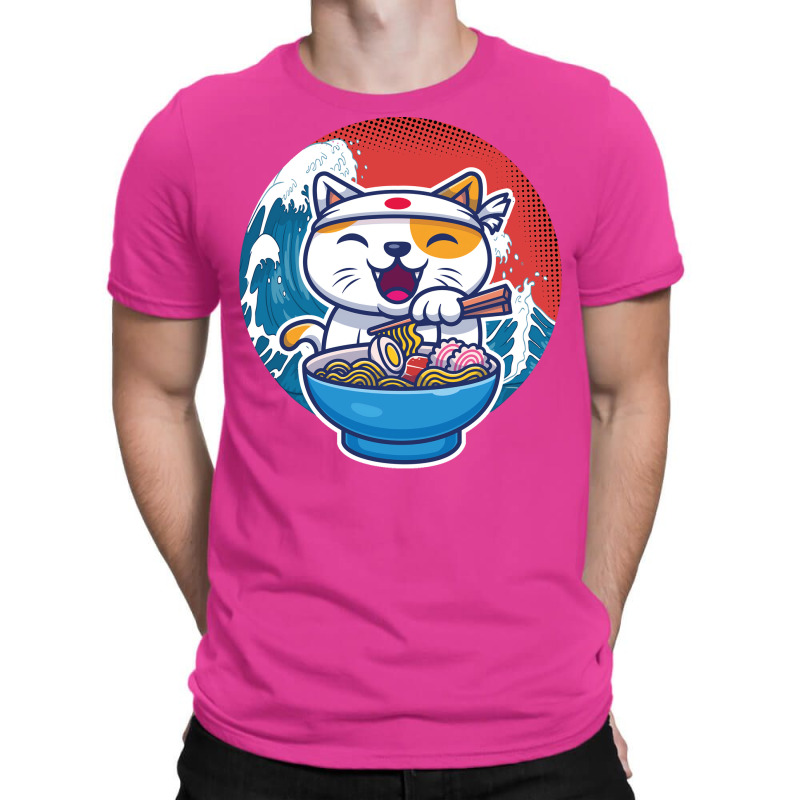 Ramen Wave Cat Kawaii Humor Retro T-Shirt by koorenayoubq | Artistshot