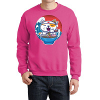 Ramen Wave Cat Kawaii Humor Retro Crewneck Sweatshirt | Artistshot