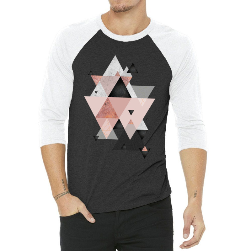 Geometric Compilation In Rose Gold And Blush Pink 3/4 Sleeve Shirt | Artistshot