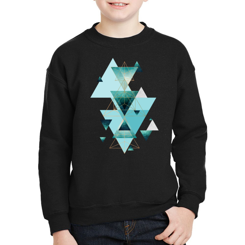 Geometric Triangle Compilation In Teal Youth Sweatshirt | Artistshot