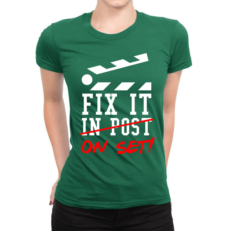 Fix It On Set Not In Post  Film Crew Tv Director  Classic  Gift Retro Ladies Fitted T-Shirt by quinneahsm1 | Artistshot