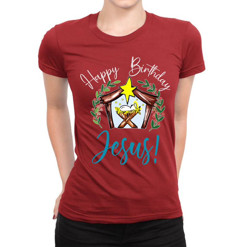 Happy Birthday Jesus Nativity Scene Christian Women Kids Kids  70s Ladies Fitted T-Shirt by zoenenrexo | Artistshot