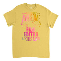 Film Editor Funny Saying In Watercolor Classic Red 70s Classic T-shirt | Artistshot