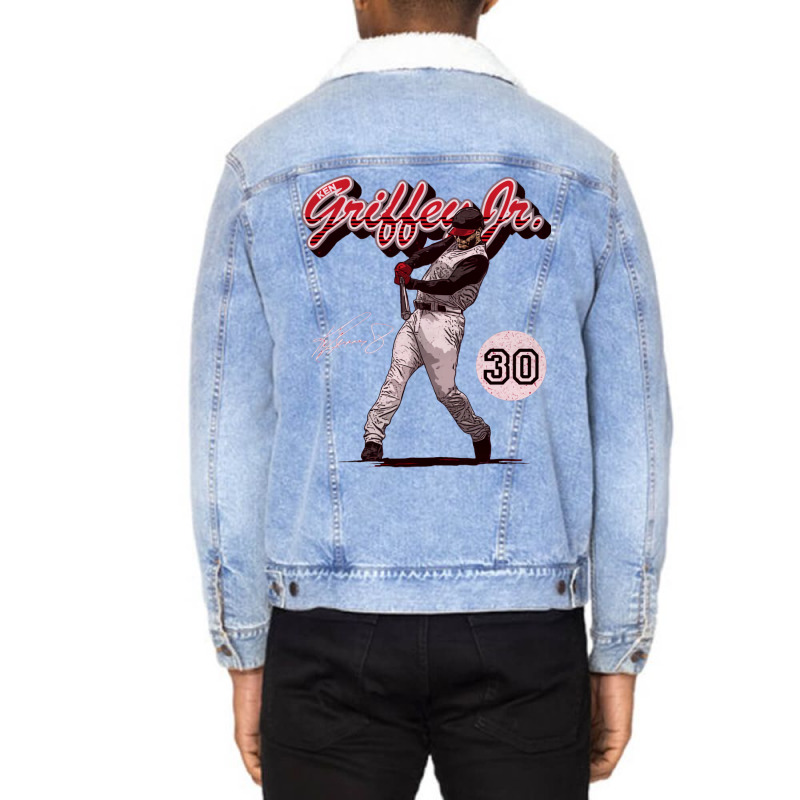 Ken Griffey Jr Retro Script Kids  Gift Unisex Sherpa-lined Denim Jacket | Artistshot