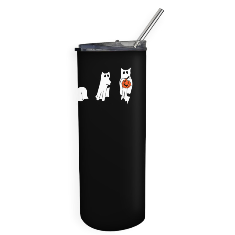 Black Cats And Pumpkin Halloween Cat Lovers Costume Ghost Skinny Tumbler | Artistshot