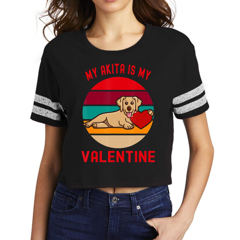 Hot Trend My Akita Is My Valentine Puppy With Heart And Sunset Scorecard Crop Tee by hongquangd | Artistshot