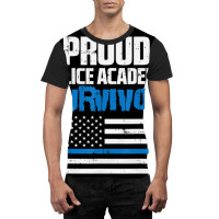 Trending Proud Police Academy Survivor Us Flag Thin Blue Line Graphic T-shirt | Artistshot