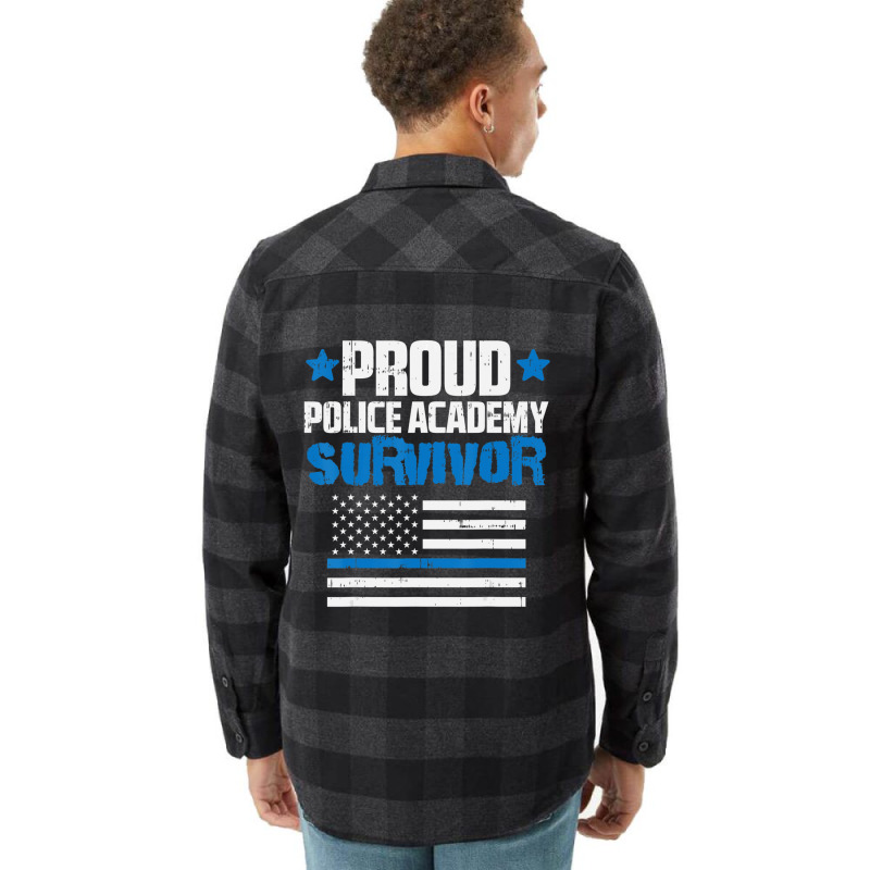 Trending Proud Police Academy Survivor Us Flag Thin Blue Line Flannel Shirt | Artistshot