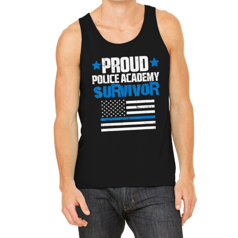 Trending Proud Police Academy Survivor Us Flag Thin Blue Line Tank Top | Artistshot