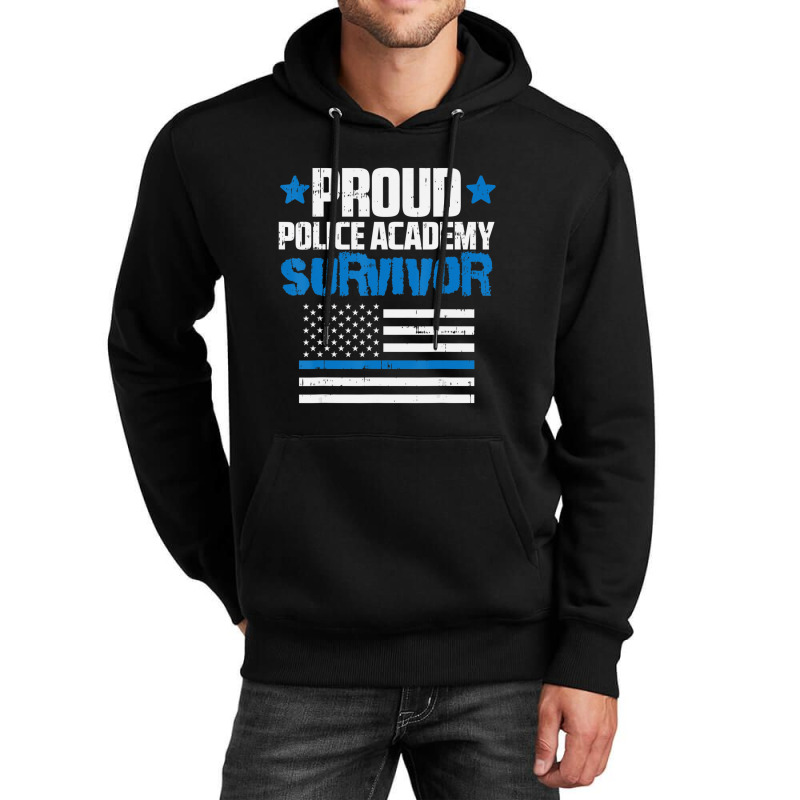 Trending Proud Police Academy Survivor Us Flag Thin Blue Line Unisex Hoodie | Artistshot