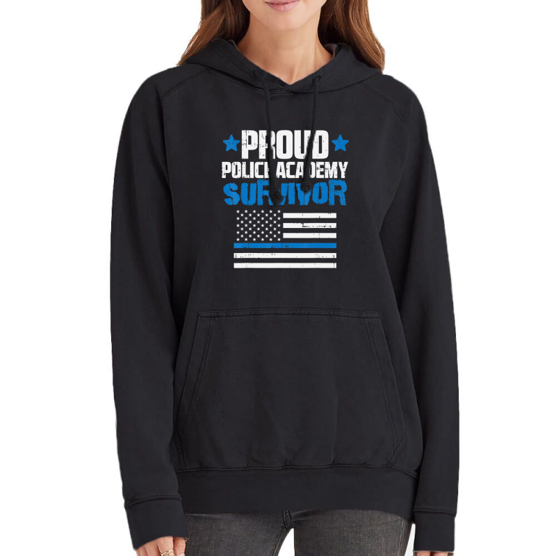 Trending Proud Police Academy Survivor Us Flag Thin Blue Line Vintage Hoodie | Artistshot