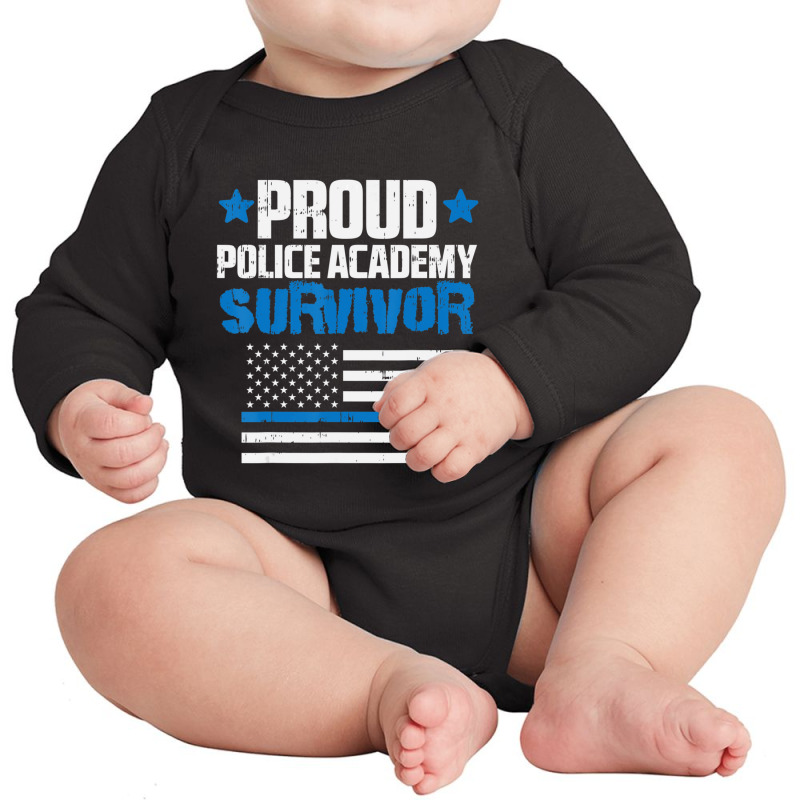 Trending Proud Police Academy Survivor Us Flag Thin Blue Line Long Sleeve Baby Bodysuit | Artistshot