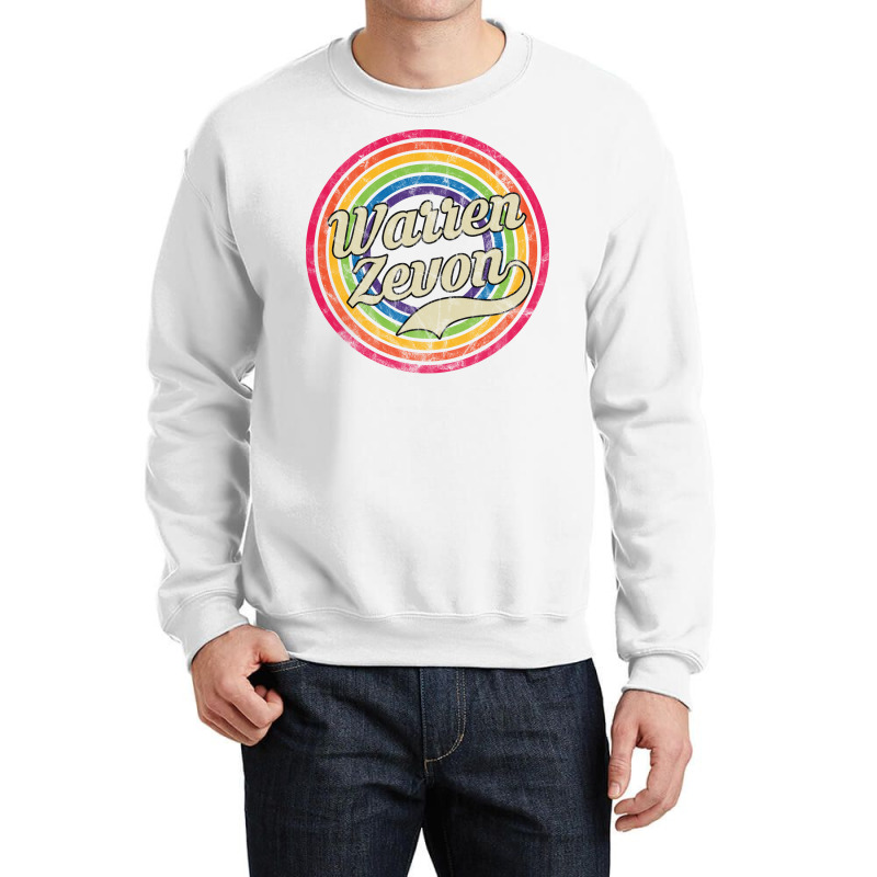 Warren Zevon  Retro Rainbow Girl Blue Crewneck Sweatshirt by azenirlongua | Artistshot