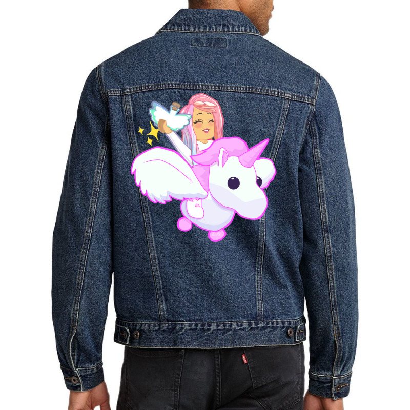 Pink Flying Unicorn Kids  Stars Men Denim Jacket | Artistshot