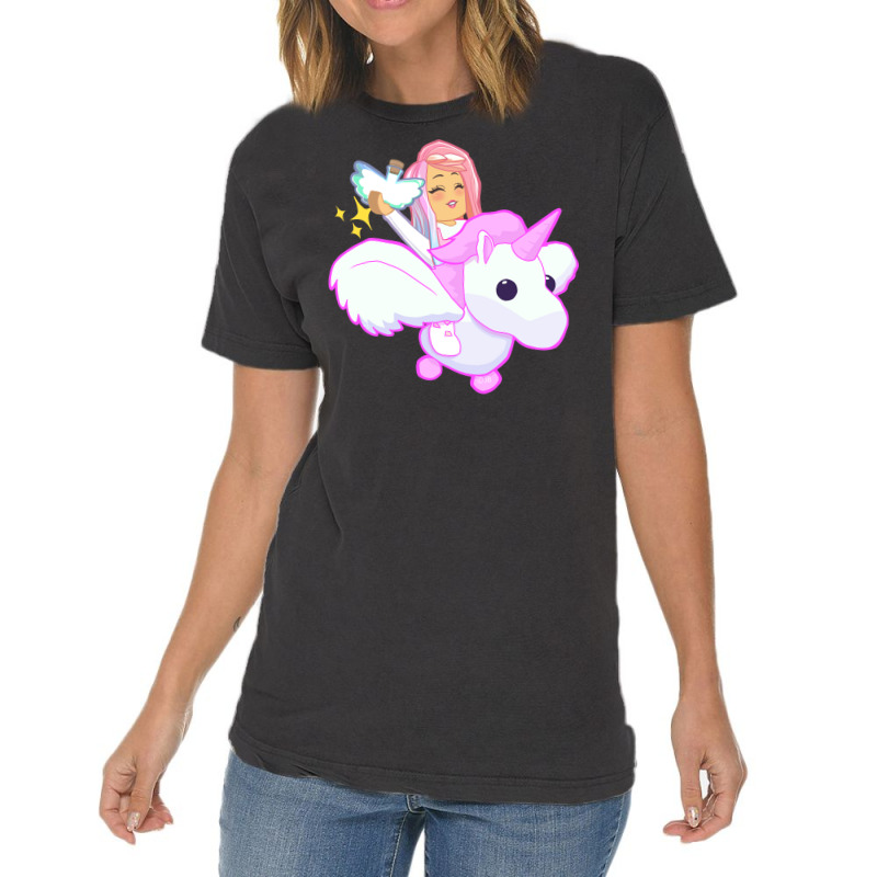 Pink Flying Unicorn Kids  Stars Vintage T-shirt | Artistshot