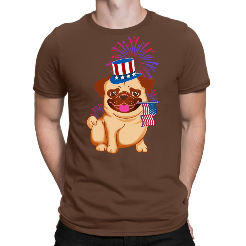 Usa America Pug Dog American July 4th Independence Blue Red T-Shirt by zemkamajoor1 | Artistshot